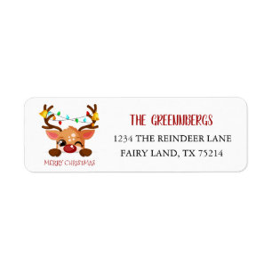Cute Winking Reindeer Antlers Christmas Lights