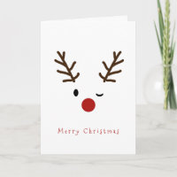 Cute Winking Rudolf Reindeer Christmas