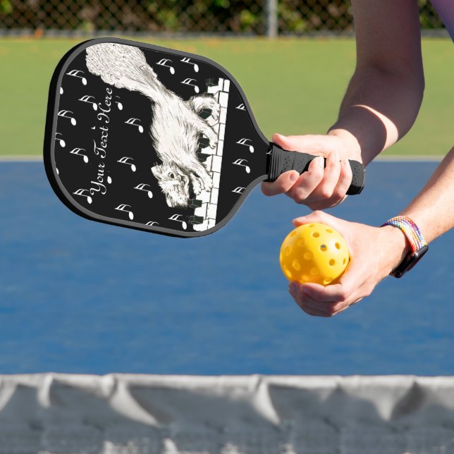 Cute Winking White Cat on Piano Keys Music Notes Pickleball Paddle (Insitu)