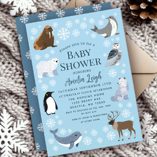 Cute Winter Animals Baby Shower  Invitation
