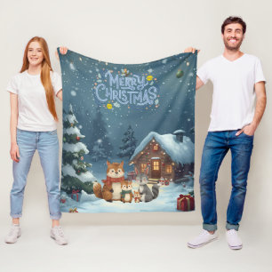 Cute Winter Animals Fleece Blanket