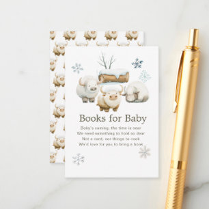 Cute Winter Arctic Cow Baby Shower Books For Baby Enclosure Card