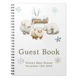 Cute Winter Arctic Cow Baby Shower Guest Book