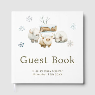 Cute Winter Arctic Cow Baby Shower  Guest Book