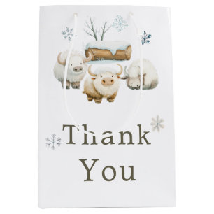 Cute Winter Arctic Cow Baby Shower  Medium Gift Bag