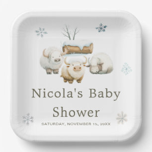 Cute Winter Arctic Cow Baby Shower  Paper Plate