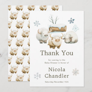 Cute Winter Arctic Cow Baby Shower  Thank You Card