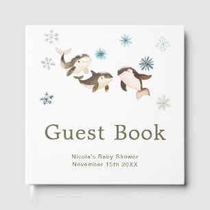 Cute Winter Arctic Whale Baby Shower Guest Book