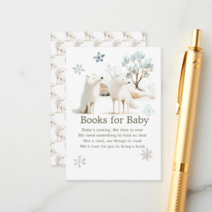 Cute Winter Arctic Wolf Baby Shower Books For Baby Enclosure Card
