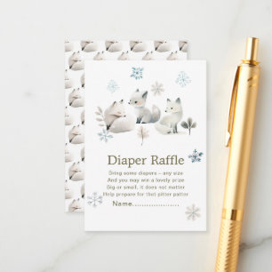 Cute Winter Arctic Wolf Baby Shower Diaper Raffle Enclosure Card