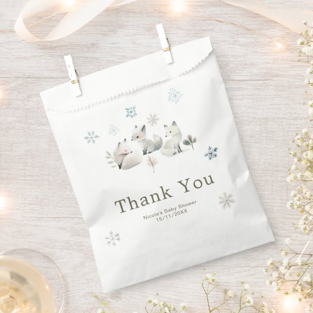Cute Winter Arctic Wolf Baby Shower Favour Bags (Clipped)