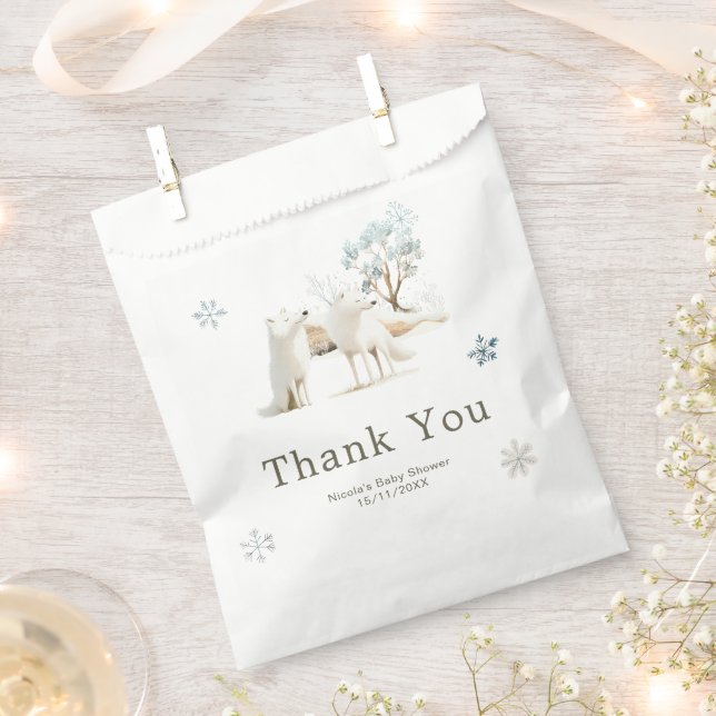 Cute Winter Arctic Wolf Baby Shower Favour Bags (Clipped)