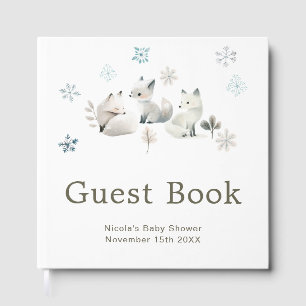 Cute Winter Arctic Wolf Baby Shower Guest Book