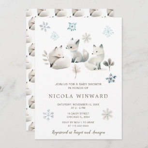 Cute Winter Arctic Wolf Baby Shower Invitation