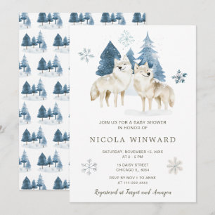 Cute Winter Arctic Wolf Baby Shower Invitation