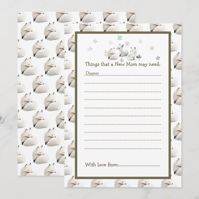 Cute Winter Arctic Wolf Baby Shower Invitation (Front/Back)