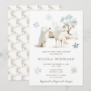 Cute Winter Arctic Wolf Baby Shower Invitation