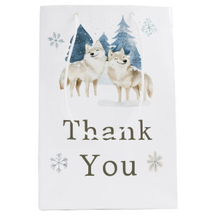 Cute Winter Arctic Wolf Baby Shower Medium Gift Bag