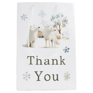Cute Winter Arctic Wolf Baby Shower  Medium Gift Bag