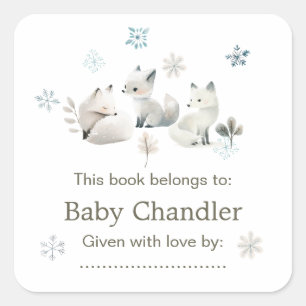 Cute Winter Arctic Wolf Baby Shower  Square Sticker