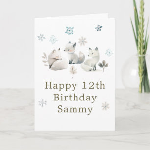 Cute Winter Arctic Wolf Birthday Party Card