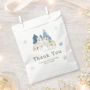 Cute Winter Arctic Wolf Birthday Party Favour Bags