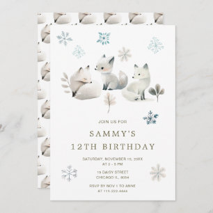 Cute Winter Arctic Wolf Birthday Party Invitation