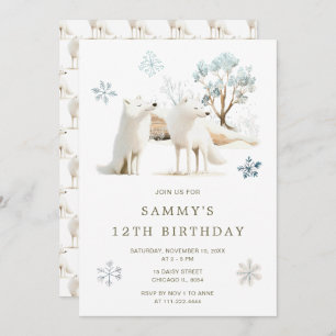 Cute Winter Arctic Wolf Birthday Party Invitation