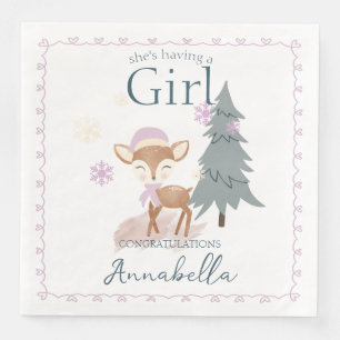 Cute Winter Baby Deer Female Fawn Napkin