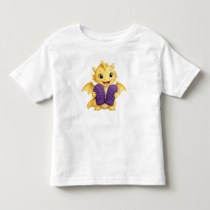 Cute Winter Baby Dragon Holding Mittens Toddler T-Shirt