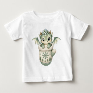 Cute Winter Baby Dragon Mitten Watercolor T-Shirt