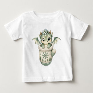 Cute Winter Baby Dragon Mitten Watercolor T-Shirt