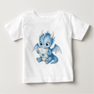 Cute Winter Baby Dragon Watercolor Illustration T-Shirt