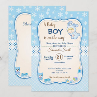 Cute Winter Banny Baby Shower Invitation
