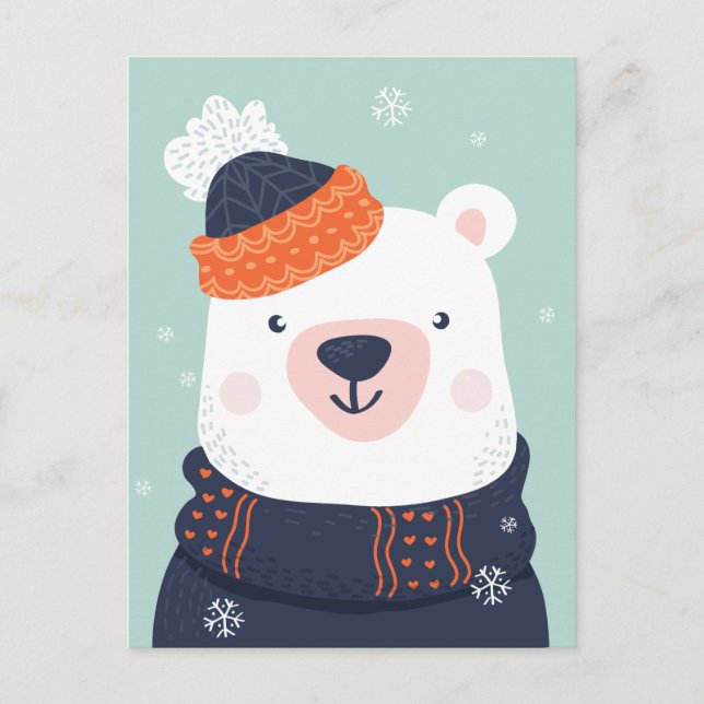 Cute Winter Bear postcard (Front)