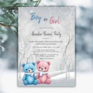 Cute Winter Bears Gender Reveal Party Invitation