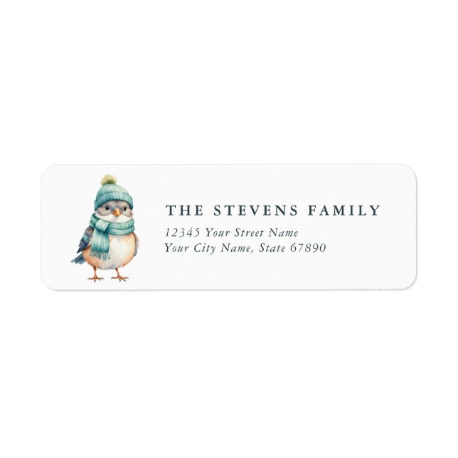 Cute Winter Bird Return Address Labels (Front)