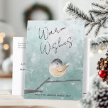 Cute Winter Bird Watercolor Warm Wishes Holiday Postcard<br><div class="desc">Delight your loved ones with this adorable personalised digital watercolor postcard! Featuring an original illustration of a tiny, round bird perched on a wintery branch, this design captures the cosy charm of the season. The text "Warm Wishes" adds a heartfelt touch, and you can easily personalise the front and back...</div>
