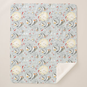 Cute Winter Birds Sherpa Blanket