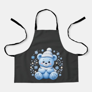 Cute Winter Blue Teddy Bear Apron