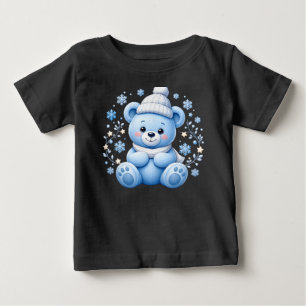 Cute Winter Blue Teddy Bear Baby T-Shirt