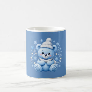 Cute Winter Blue Teddy Bear Coffee Mug