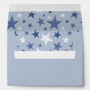 Cute Winter Blue & White Stars Envelope