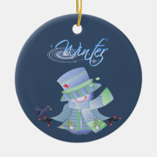 Cute Winter Blues Ceramic Tree Decoration