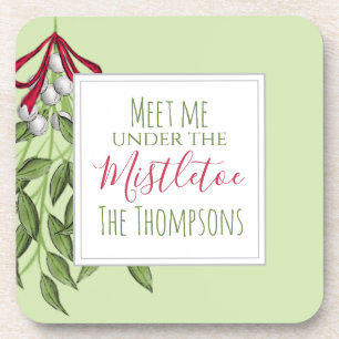 Cute Winter Botanical Christmas Greens Coaster