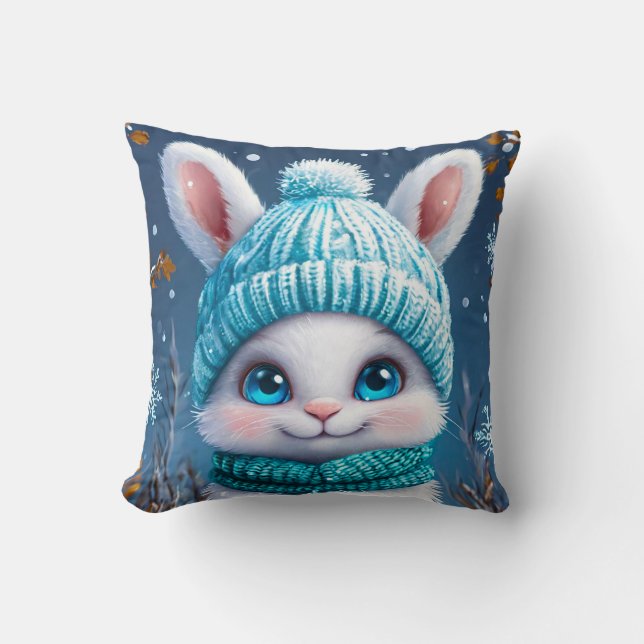 ❄️ Cute Winter Bunny Room Decor Gift 🐰 Cushion (Front)