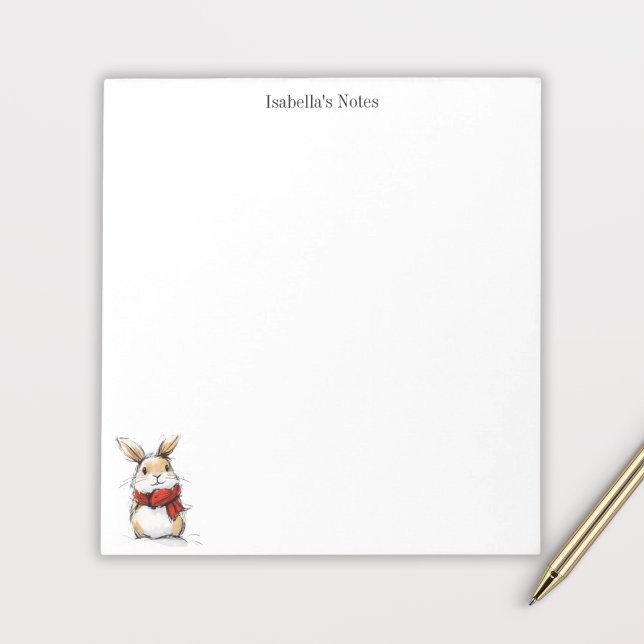 Cute Winter Bunny Sketch Illustration Notepad (Creator Uploaded)