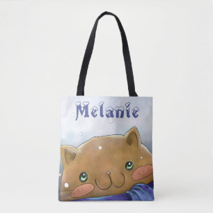 Cute Winter Cat Christmas Personalised Tote Bag