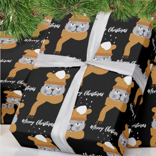 Cute Winter Cat Christmas Wrapping Paper