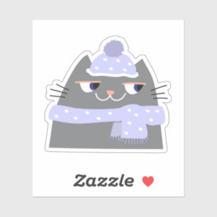 Cute Winter Cat Sticker Cosy Kawaii Design